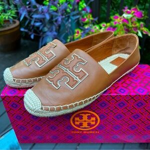 Tory Burch Ines Espadrilles in Tan Nappa Leather Size 8.5